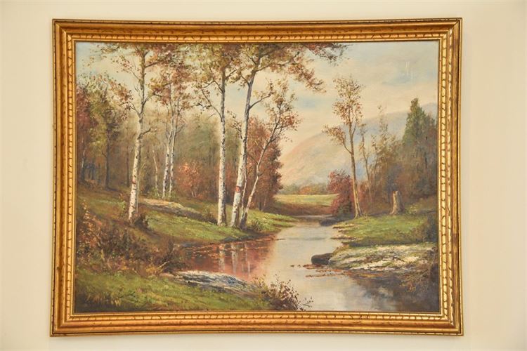 Framed  Oil On Canvas Landscape Signed