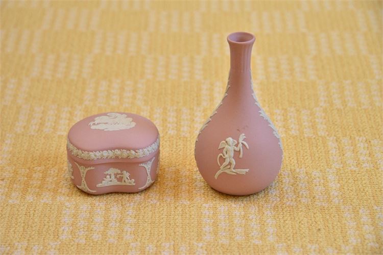 Pink Wedgwood Vase and Box With Lid