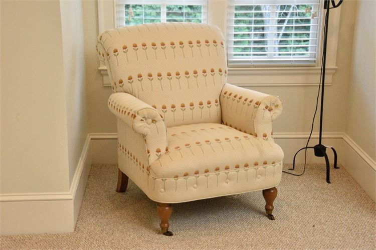 Rolled Arm Floral Pattern Armchair