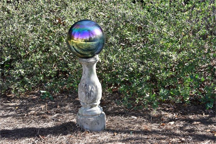 Garden Sculpture With Mirrored Sphere