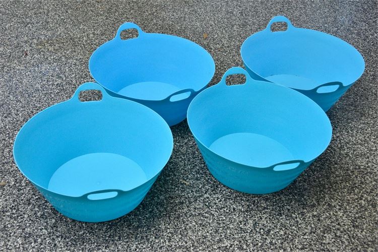 Four (4) Blue Plastic Baskets