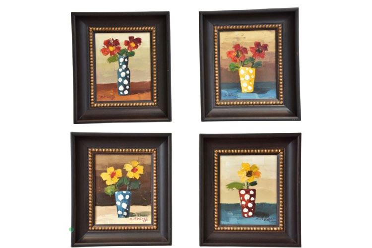 Set 4 Framed Floral Still Life