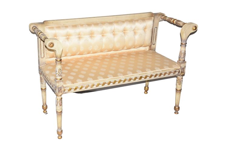 Gilt and Painted Upholstered Settee