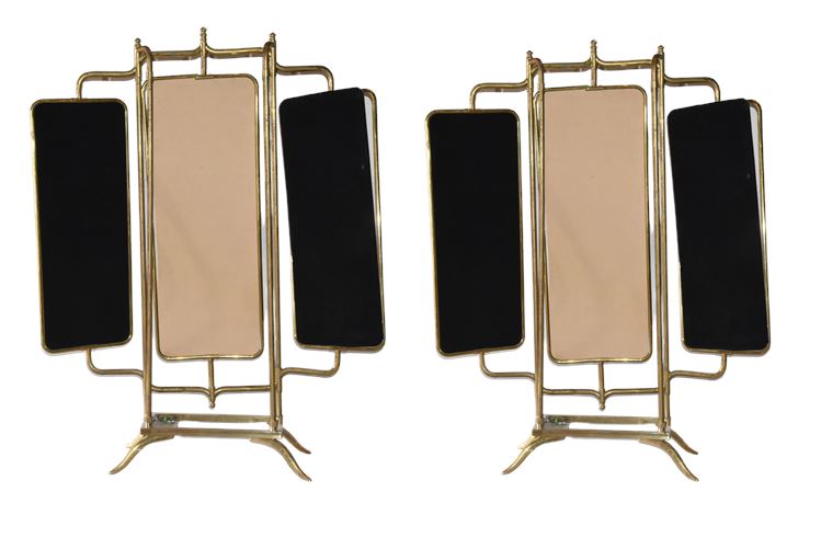 Two (2) Standing Brass Mirrors