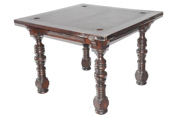Mahogany Leather Top Games Table