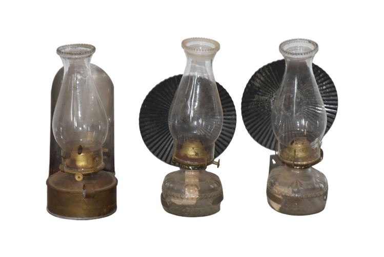 Three (3) Vintage Oil Lamps