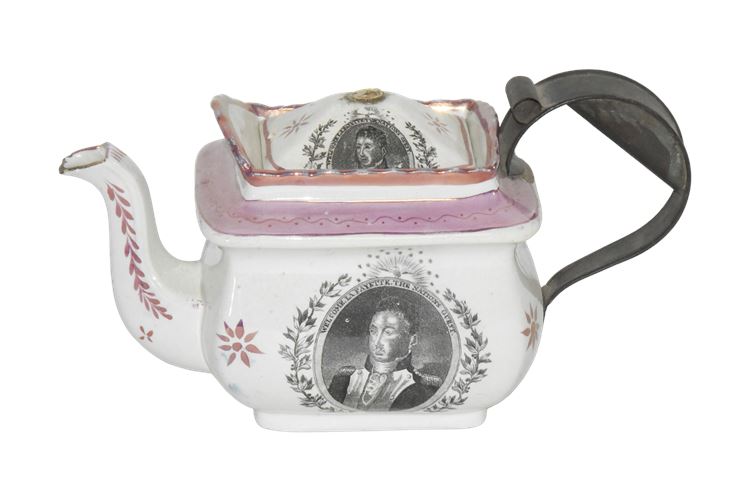 Antique Transfer Decorated Porcelain Teapot