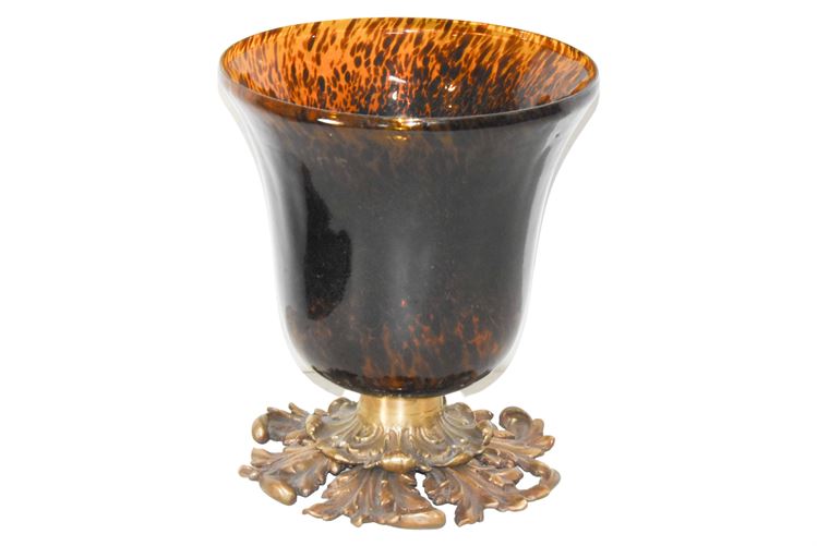 Art Glass and Brass Vase