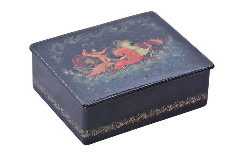 Russian lacquer Paint Decorated Dresser Box