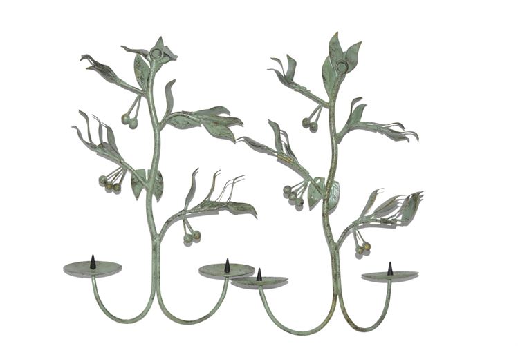 Pair, Vine and Leaf Form Sconces
