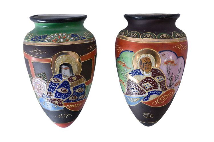 Pair, Satsuma Wall pocket vases