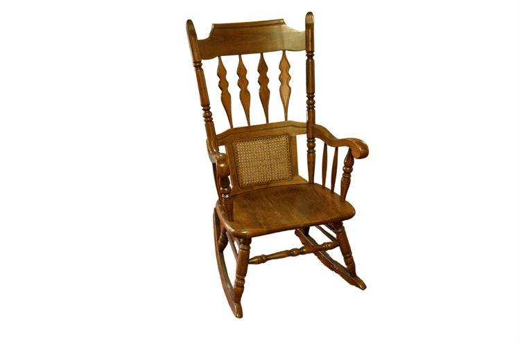 Cane and Spindle Back Rocking Chair