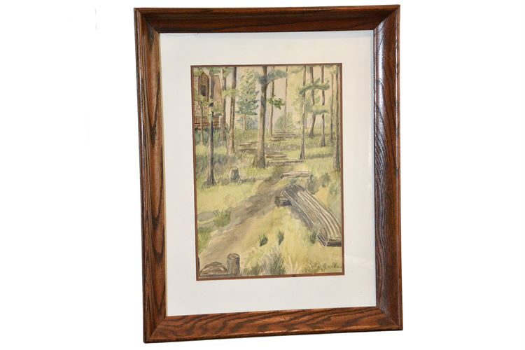 Framed Forest Landscape Signed