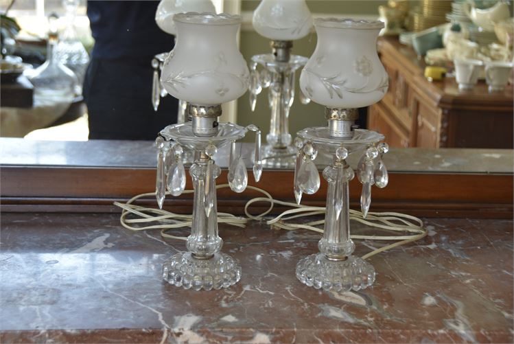 Pair, Vintage Glass Lamps