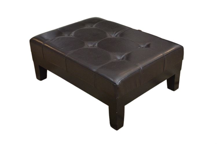 Tufted Leather Ottoman With Drawer