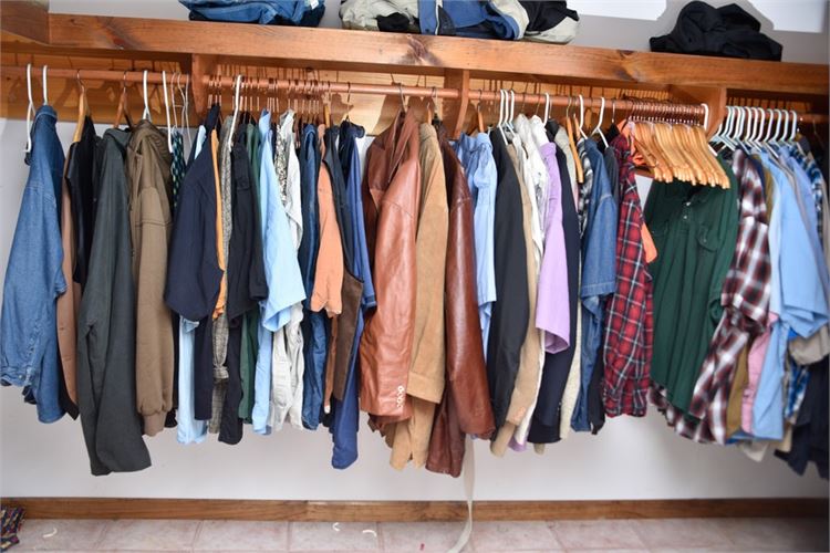 Group, Men's Clothing and Wooden Hangers