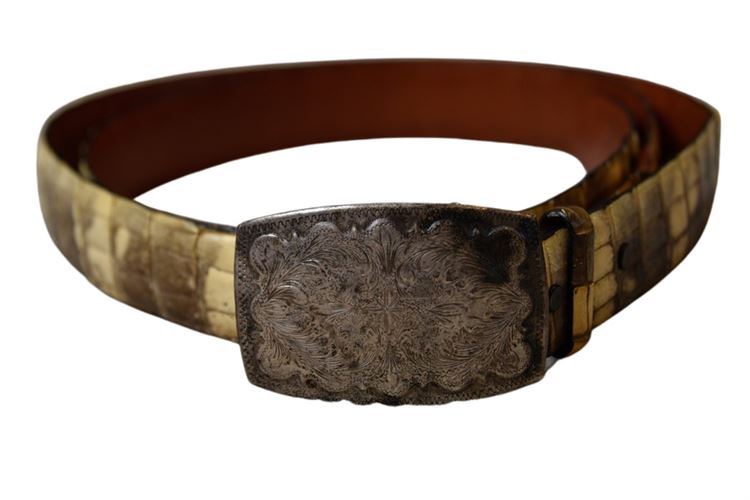 Alligator Belt With Sterling Silver Buckle