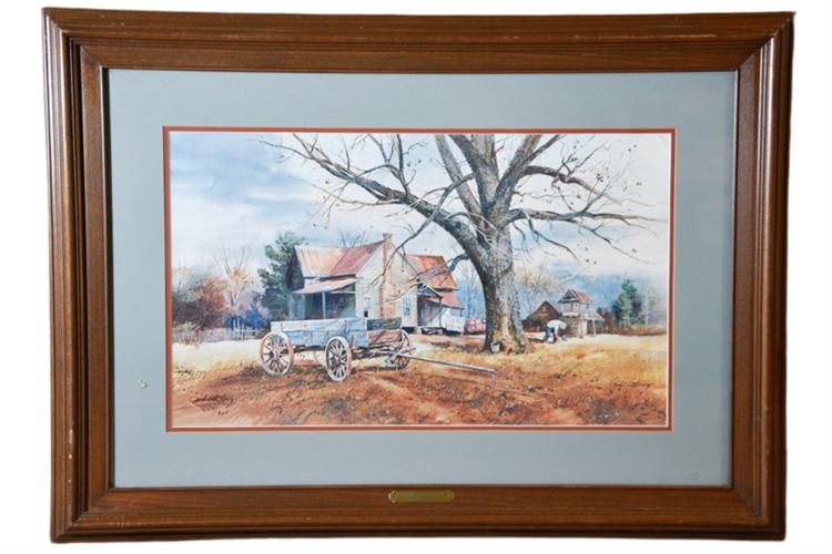 Jack Deloney "Picking Up Pecans"  Framed Print 654/950