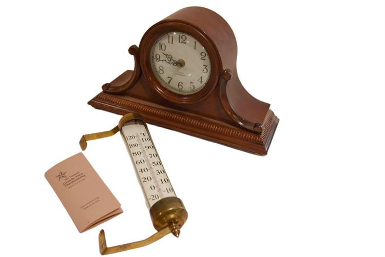 WESTMINSTER Mantle Clock And Vintage Thermometer