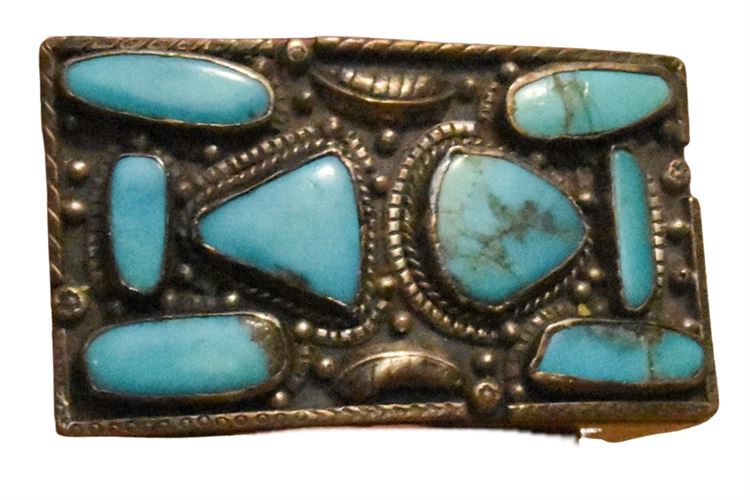 Sterling Silver and Turquoise Belt Buckle