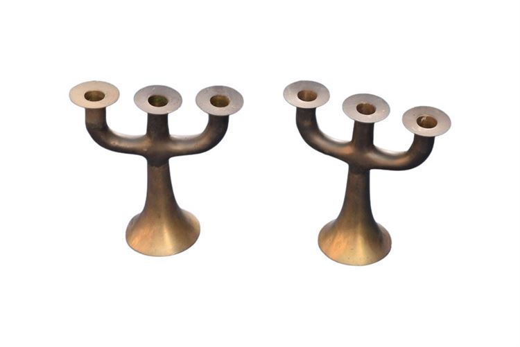 Pair, Brass Candelabra