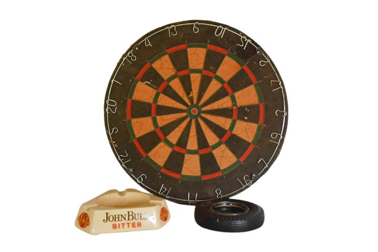 Dart Board & Two Ashtrays