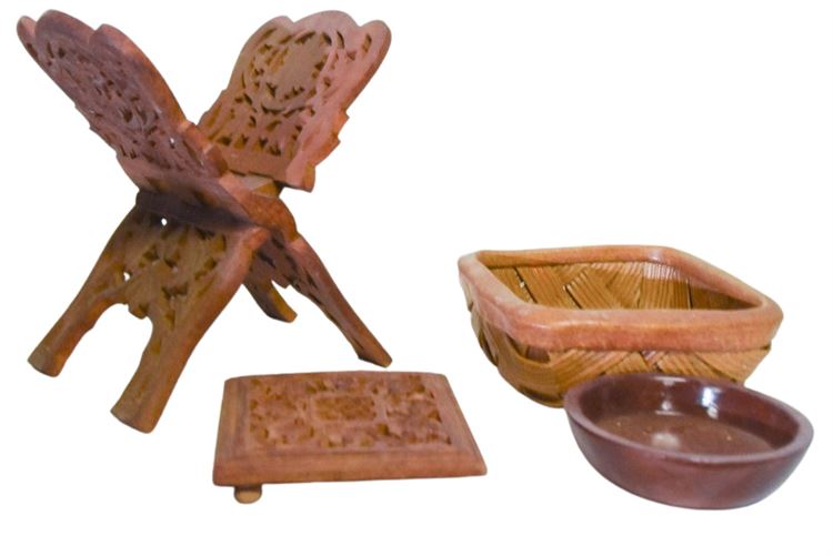 Group of Carved wooden and wooden Items