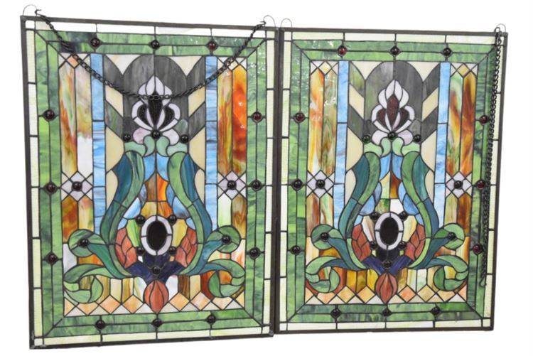 Pair, Leaded Glass Panels