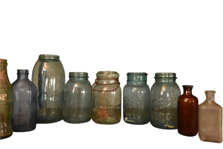 Group, Vintage Glass Bottles and Jars