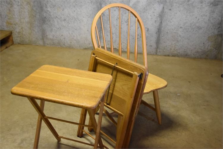 Wooden Chair & Folding Tray Tables