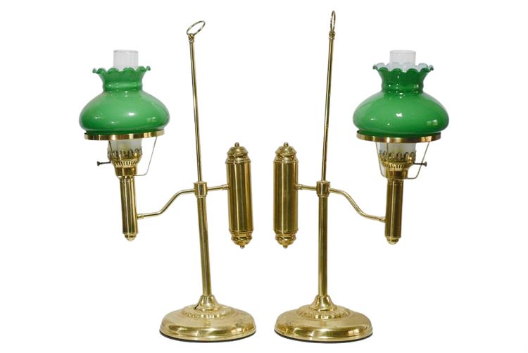 Pair, Brass Student Lamps