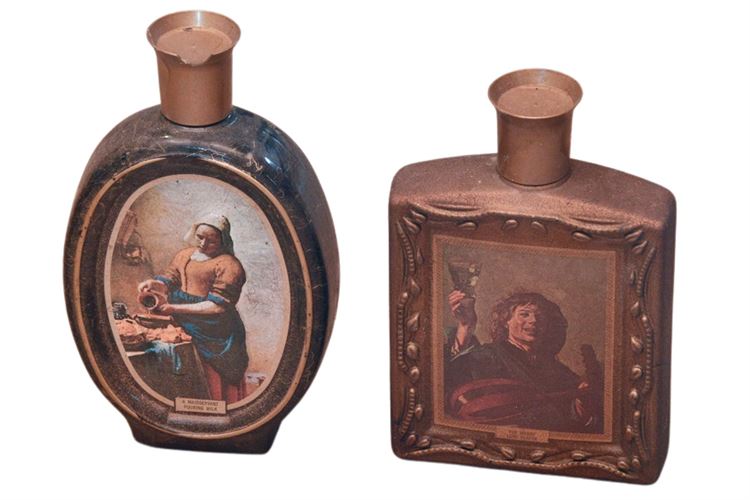 Two (2) Vintage Paint Decorated Bottles