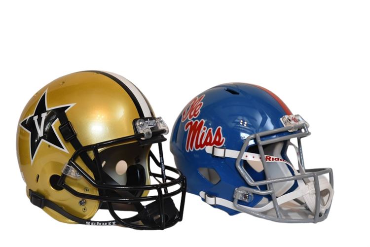 OLE MISS and VANDERBELT Football Helmets