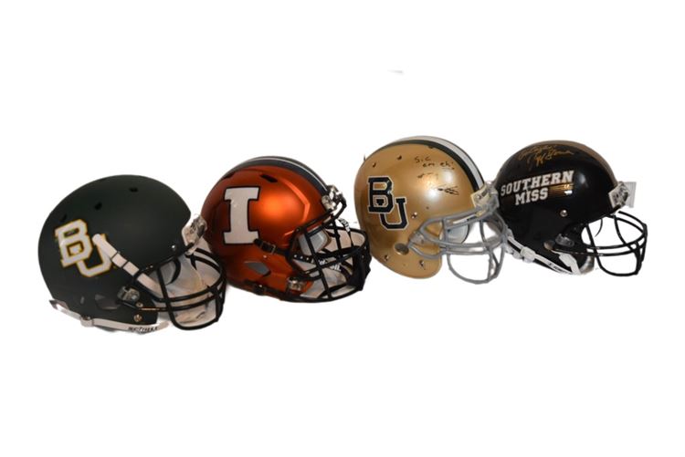 Group College Football Helmets Some Autographed