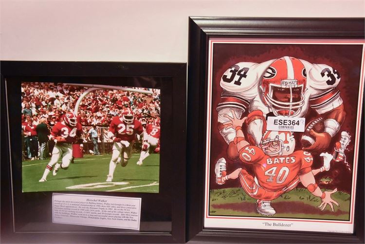 Two (2) Framed Football Themed Wall Hangings