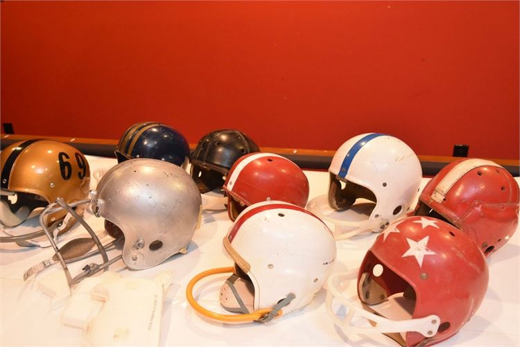 Group Vintage Football Helmets