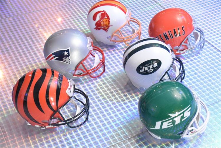 Group NFL Football Helmets