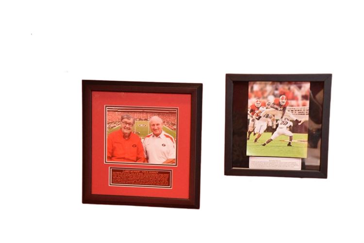 Two (2) GEORGIA BULLDOGS Football Framed Photographs