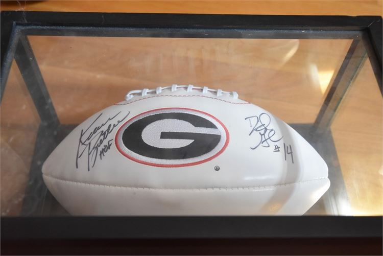 GEORGIA BULLDOGS Autographed Football W/ Display Case