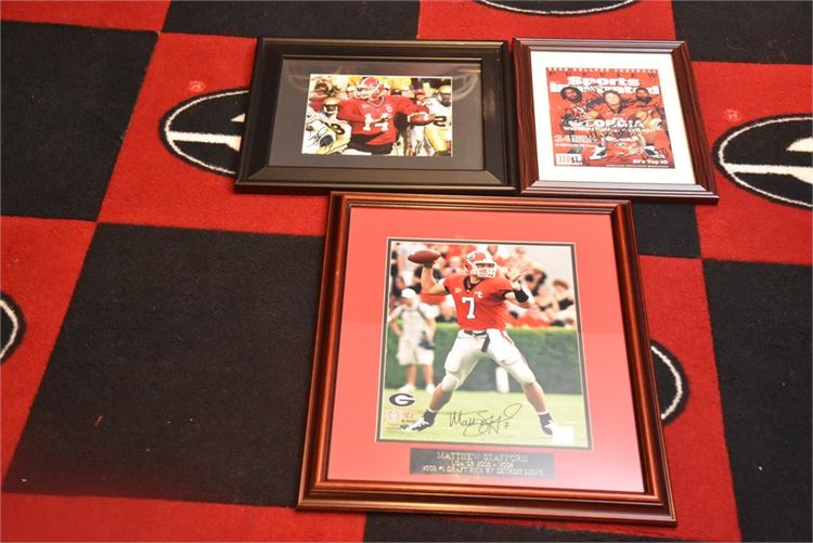 Three (3) GEORGIA BULLDOGS Football Framed Photographs