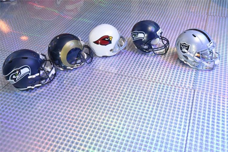 Group NFL Football Helmets