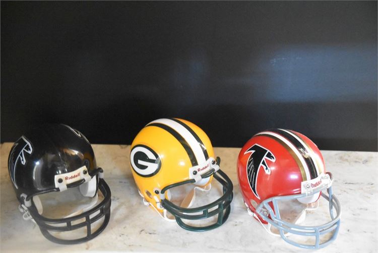 Two (2) FALCONS One (1) PACKERS Football Helmets