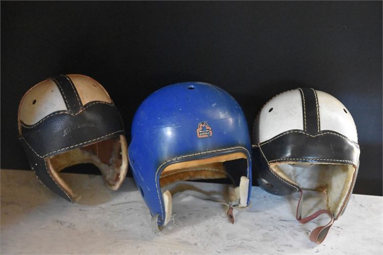 Three (3) Vintage Football Helmets