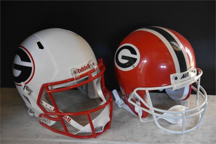 Two (2) GEORGIA BULLDOGS Helmets