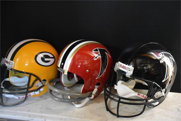 Two (2) FALCONS One (1) PACKERS Football Helmets