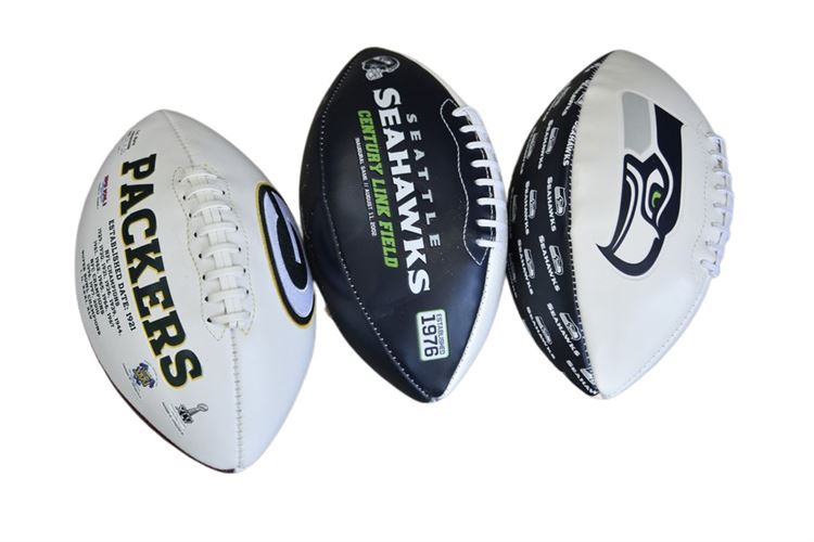 SEAHAWKS AND PACKERS Footballs