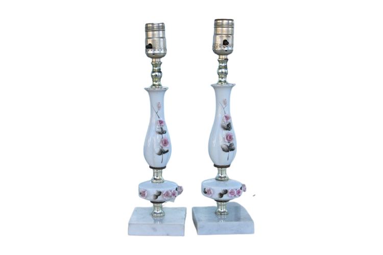Pair Of Floral Pattern Lamps