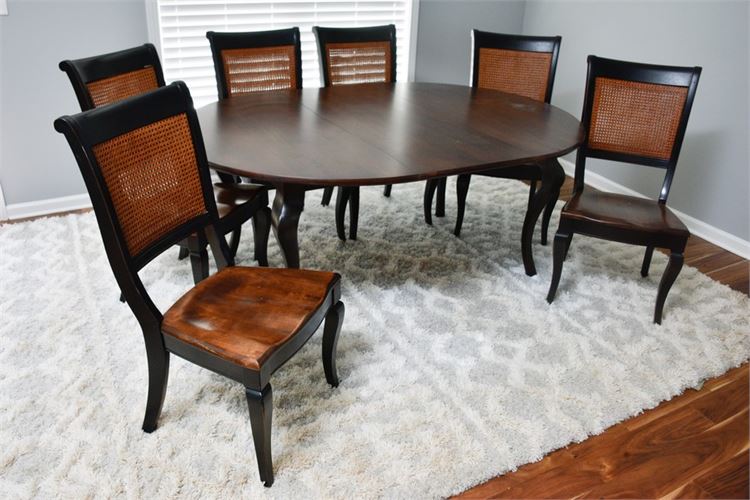 Dining Table & Six (6) Cane Back Chairs