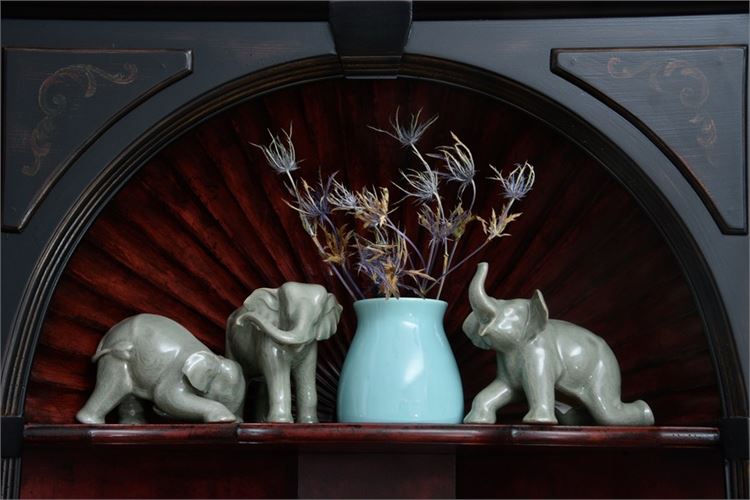 Elephant Figures and Vase