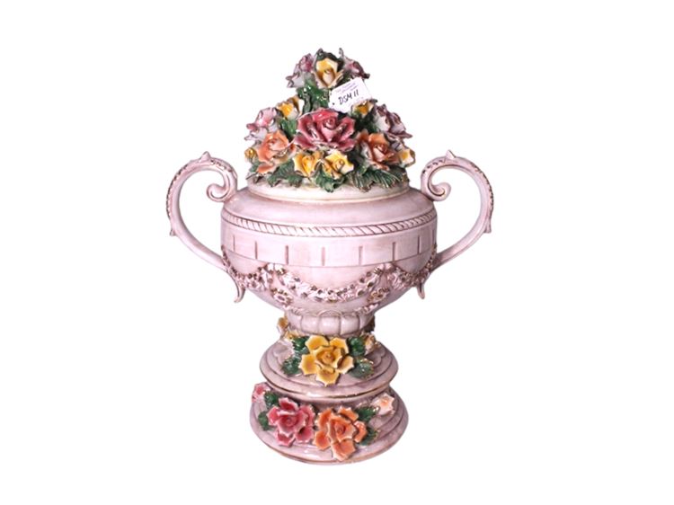 Vintage Large Roccoco Style Rose Urn by Capodimonte